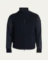 Moncler Men's Chinon Ribbed Full-zip Jacket In Blue