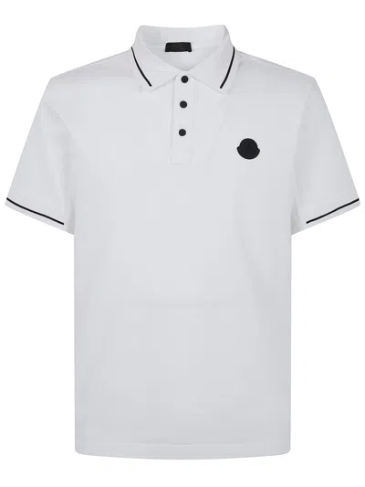 Moncler Polo En Coton À Empiècement Logo, Homme, Blanc, Taille: Xxl In White