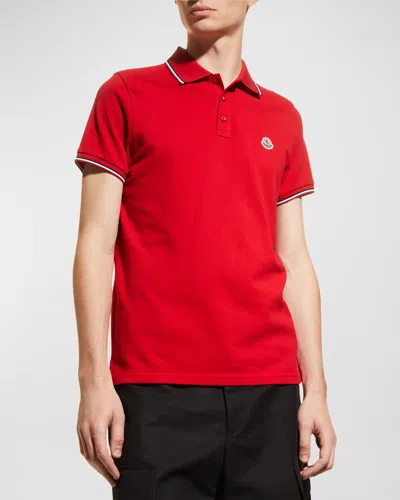 Moncler Men's Classic Tipped Polo Shirt In Red