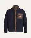Moncler Wool-blend Fleece Zip-up Cardigan In Navy