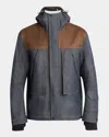 Moncler Denim Ski Jacket With Hood And Pockets In Blue