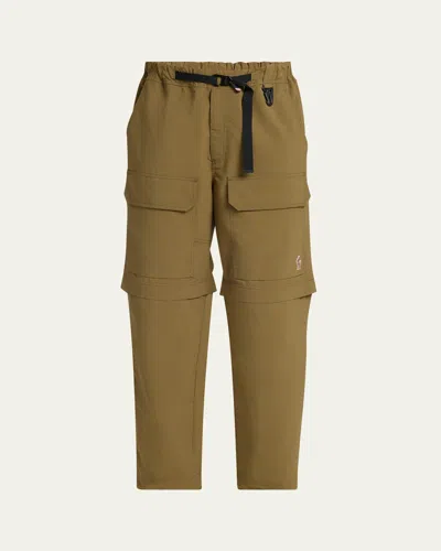 Moncler Men's Convertible Belted Trousers In Dark Green