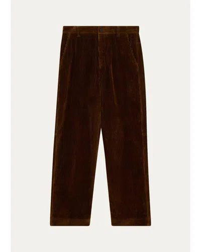 Moncler Men's Corduroy Straight-leg Trousers In Brown