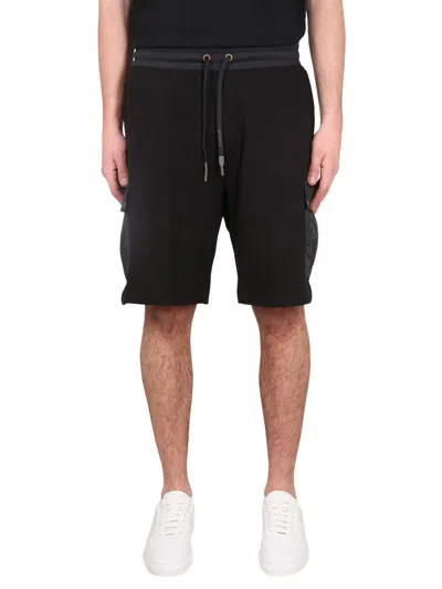 Moncler Men Cotton Bermuda Shorts In Black