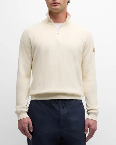 Moncler Men's Cotton-cashmere Ribbed Sweater In Natural