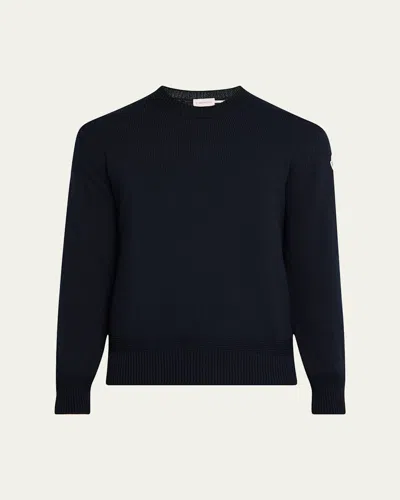 Moncler Men's Cotton Crewneck Sweater In Blue