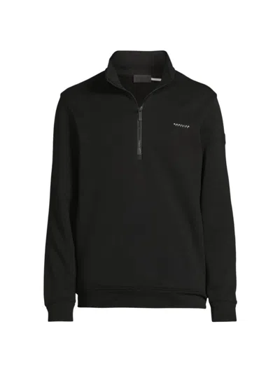 Moncler Men's Cotton Fleece Half-zip Sweatshirt In Black
