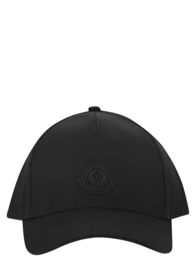 Moncler Men Cotton Gabardine Baseball Cap In Black