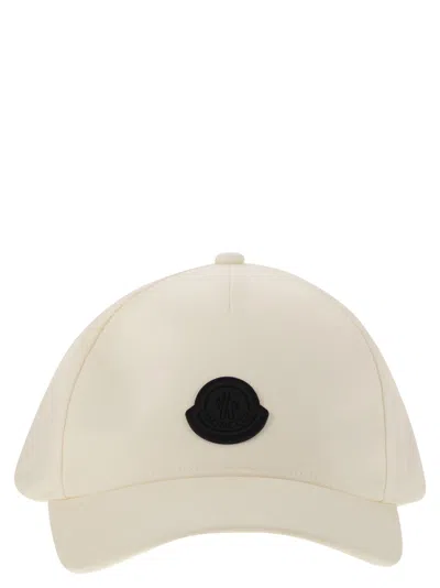 Moncler Men Cotton Gabardine Baseball Cap In Cream