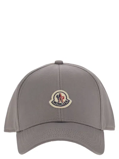 Moncler Men Cotton Gabardine Baseball Cap In Gray