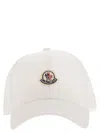 Moncler Logo Cotton Gabardine Baseball Cap In White