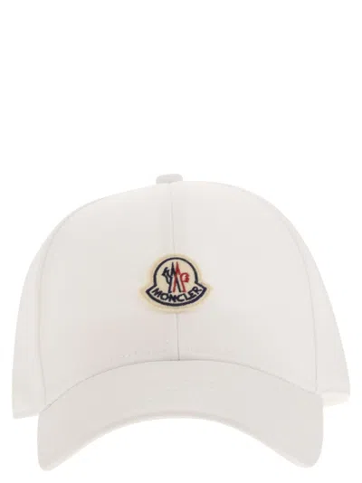 Moncler Men Cotton Gabardine Baseball Cap In White