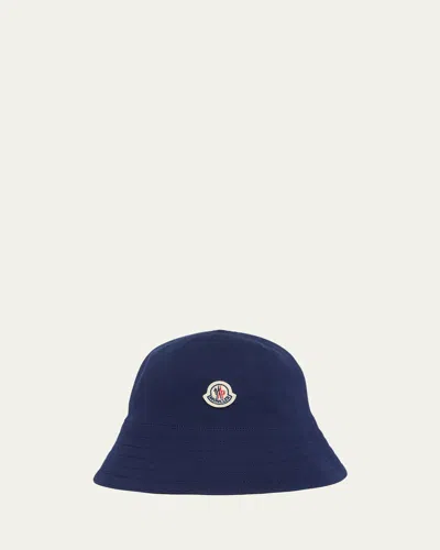 Moncler Men's Cotton Logo Bucket Hat In Blue