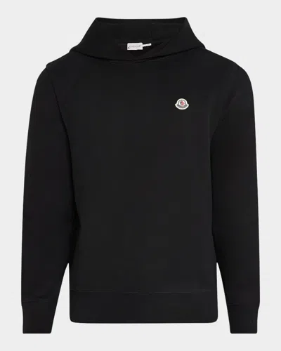 Moncler Cotton Logo Patch Hoodie In Black