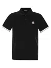 Moncler Logo Cotton Polo Shirt In Black