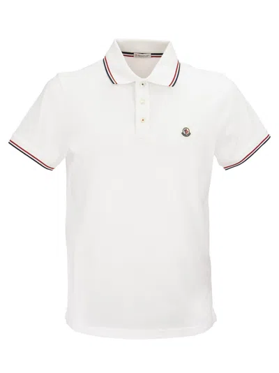 MONCLER MONCLER MEN COTTON PIQUE POLO SHIRT WITH TRICOLOR TRIM