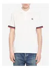 Moncler Classic White Cotton Polo With Signature Tri-color Trim In White