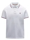 Moncler Classic White Cotton Polo With Signature Tri-color Trim In White
