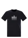 Moncler Cotton T-shirt With Shaded Logo In Navy