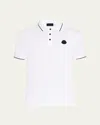 Moncler Men's Cotton Tipped Polo Shirt In White
