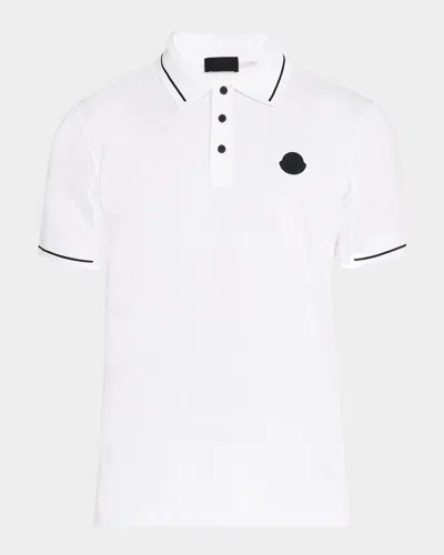 Moncler Logo-patch Cotton Polo Shirt In White