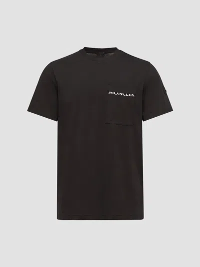 Moncler Logo Cotton Jersey T-shirt In Black