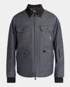 Moncler Croatan Denim Down Shirt Jacket In Blue