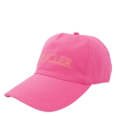 Moncler Men's Dark Pink Laminated Logo Baseball Cap