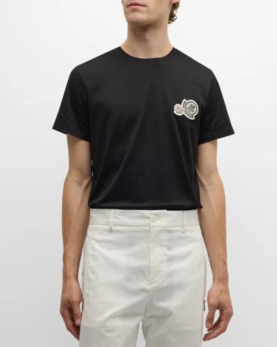 Moncler Men's Double Logo-patch T-shirt In Black