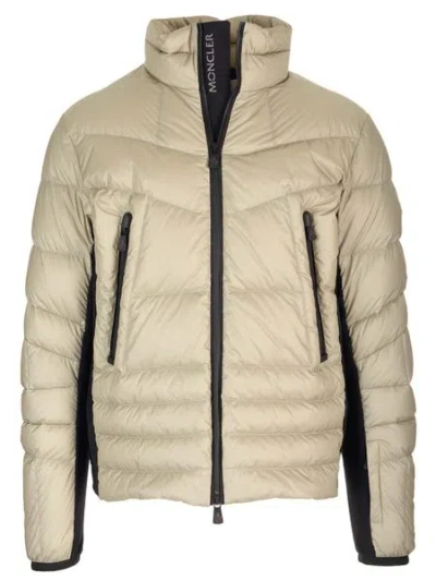 Moncler Men's Down Jacket With Logo Patch In Neutral