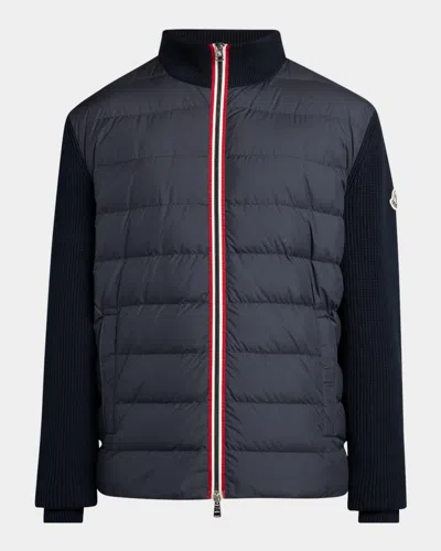 Moncler Padded Cotton Zip-up Cardigan In Night Sky