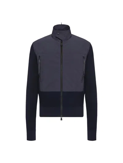 Moncler Grenoble Panelled Shell And Cotton-knit Jacket In Gray