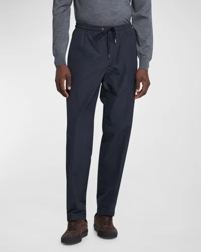 Moncler Men's Drawstring Straight-leg Trousers In Navy