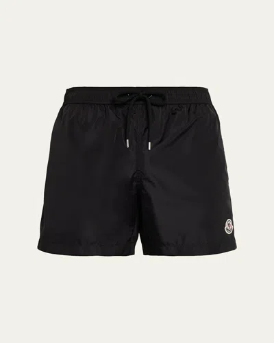 Moncler Men's Drawstring Swim Shorts In Black