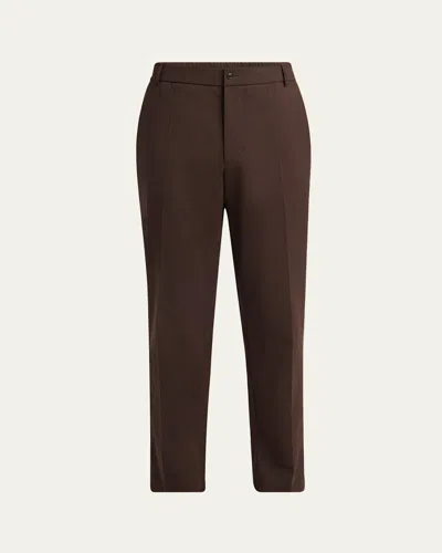 Moncler Men's Edit Dark Brown Wool Blend Trousers
