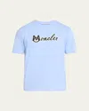 Moncler Logo Embroidered Cotton T-shirt In Light Blue