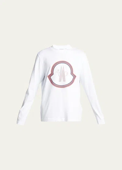 Moncler Men's Embroidered Logo T-shirt In White