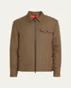 Moncler Houndstooth-pattern Zip-front Jacket In Brown
