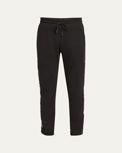 Moncler Men's Fleece Side-logo Sweatpants In Black
