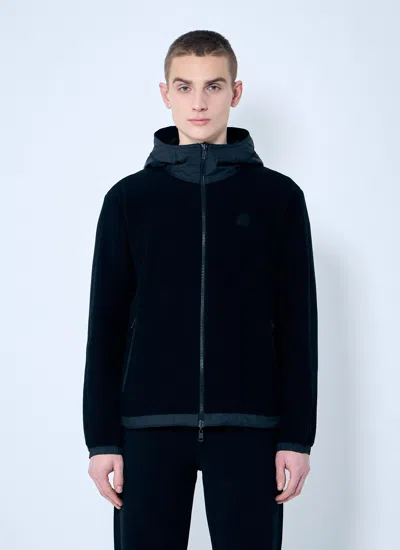 Moncler Men Fleece Zip-up Cardigan In Black