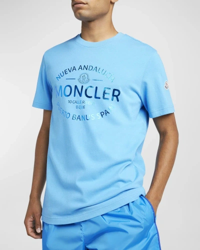 Moncler Men's Foil Logo T-shirt In Open Blue