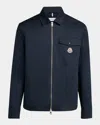 Moncler Cotton Stretch Garbardine Zip-up Shirt Jacket In Navy