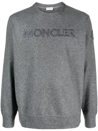 Moncler Men's Fw23 987 Sweatshirt In Base Fabric Of 25% Polyamide/nylon And 75% Virgin Wool In Orange