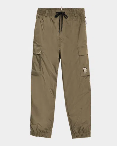 Moncler Men's Gabardine Cargo Pants In Brown