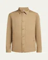 Moncler Beige Cotton Gabardine Overshirt In Cognac