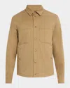 Moncler Beige Cotton Gabardine Overshirt In Cognac