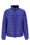 Moncler Padded Jacket With Elastic Cuffs And High Collar In Blue