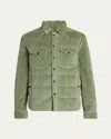 Moncler Men's Gelt Down Corduroy Overshirt In Dark Green
