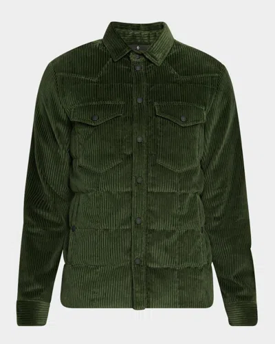 Moncler Men's Gelt Down Corduroy Overshirt In Dark Green