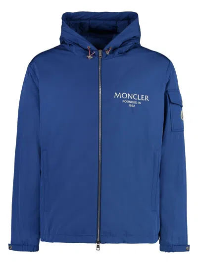 Moncler Granero Hooded Windbreaker In Blue